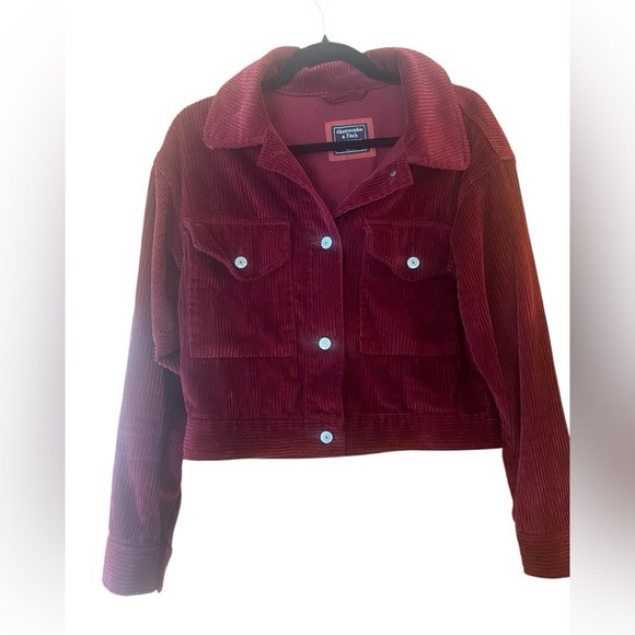 Abercrombie & Fitch Women's Corduroy Jacket - Burgundy Red - Picture 1 of 4